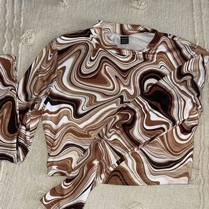 Fun funky long sleeve crop top